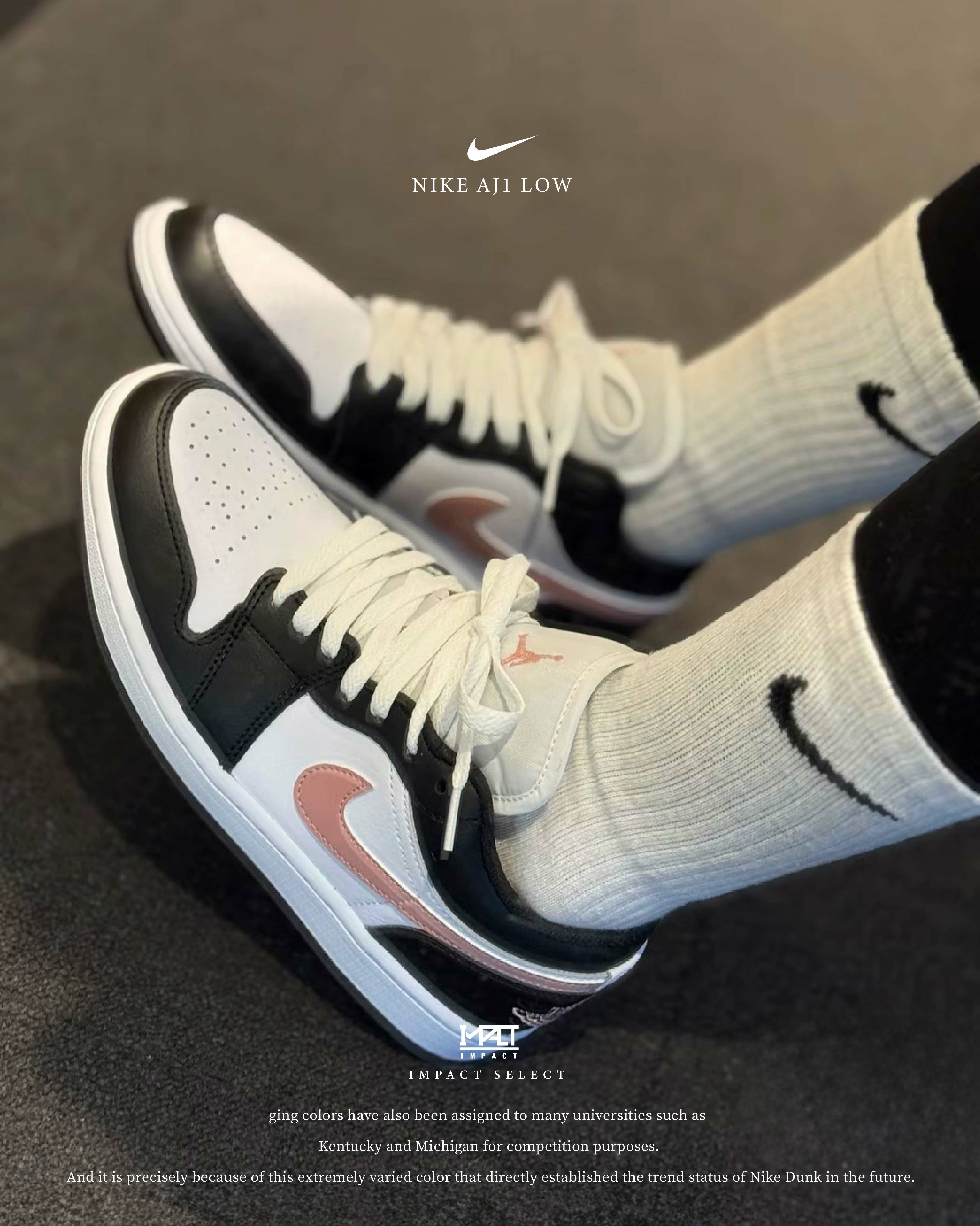 Nike Air Jordan AJ1 Low 黑粉 白 粉鈎 男女同款 553558-165