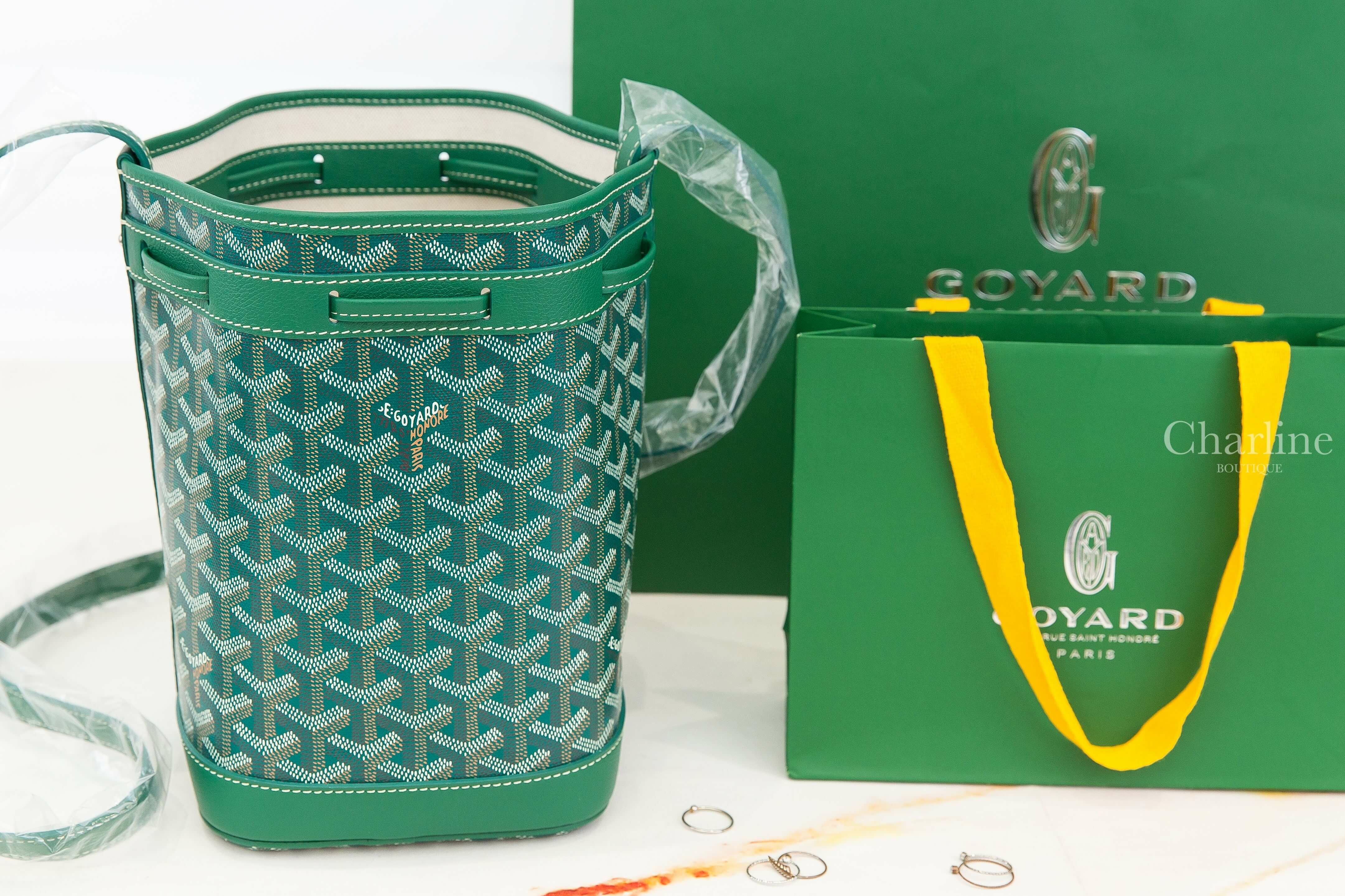 Goyard Petit Flot Bucket Bag 綠色帆布小牛皮同色肩帶水桶肩背包-Charline Boutique 精品代購