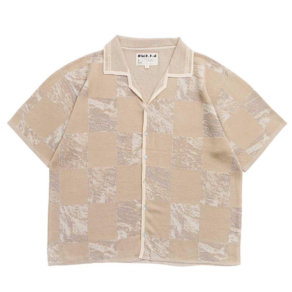 Marble at Mt. Qilai Short-sleeves Knit Shirt Beige