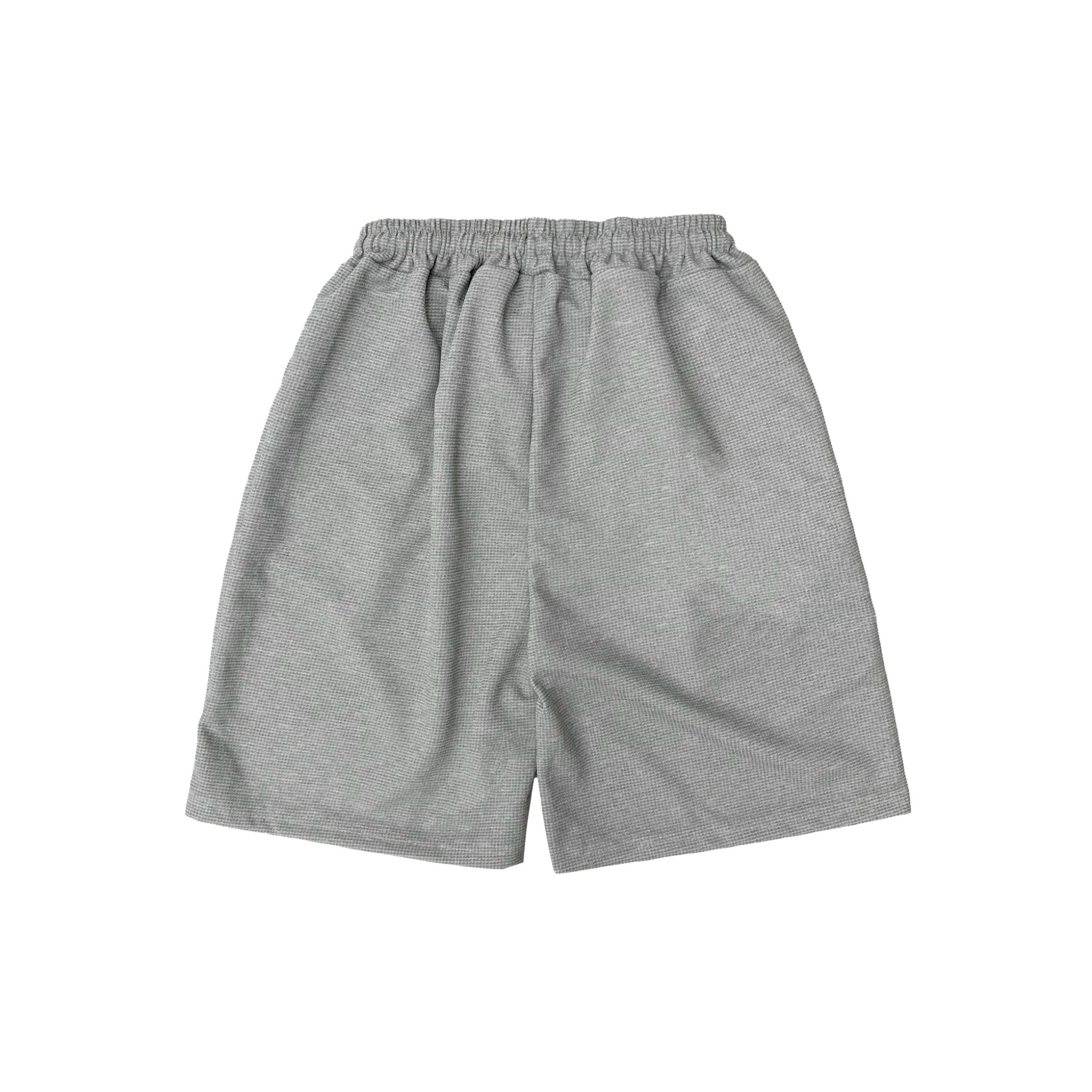 華夫格紋短褲-灰