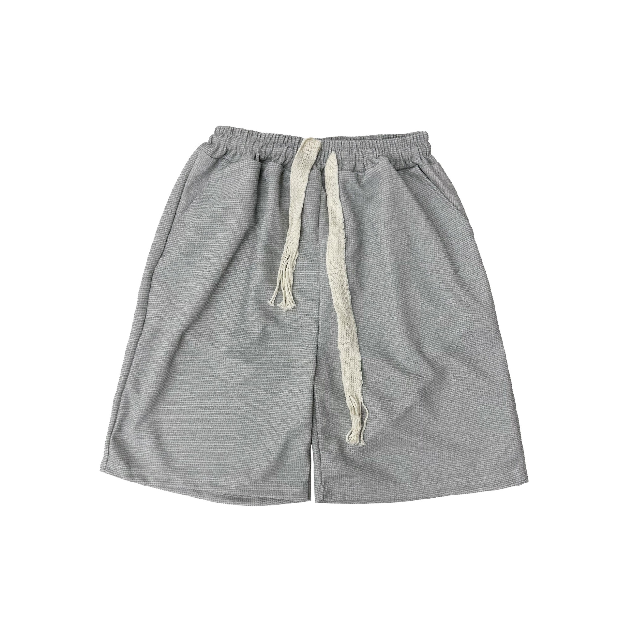 華夫格紋短褲-灰