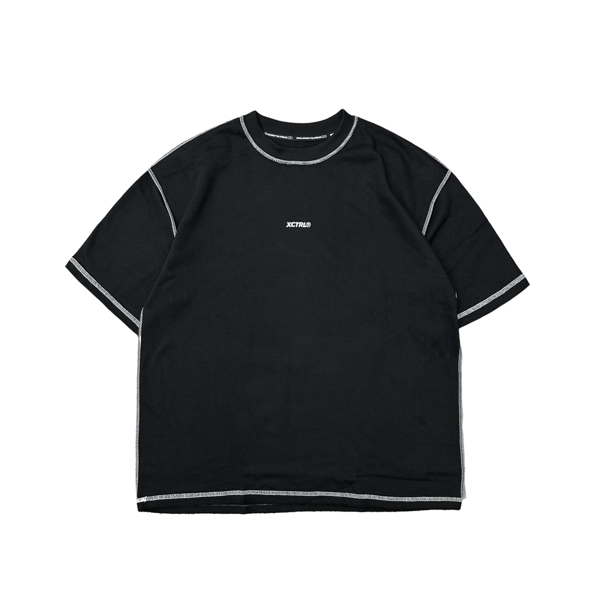 XCTRL 翻摺袖寬版短T-黑