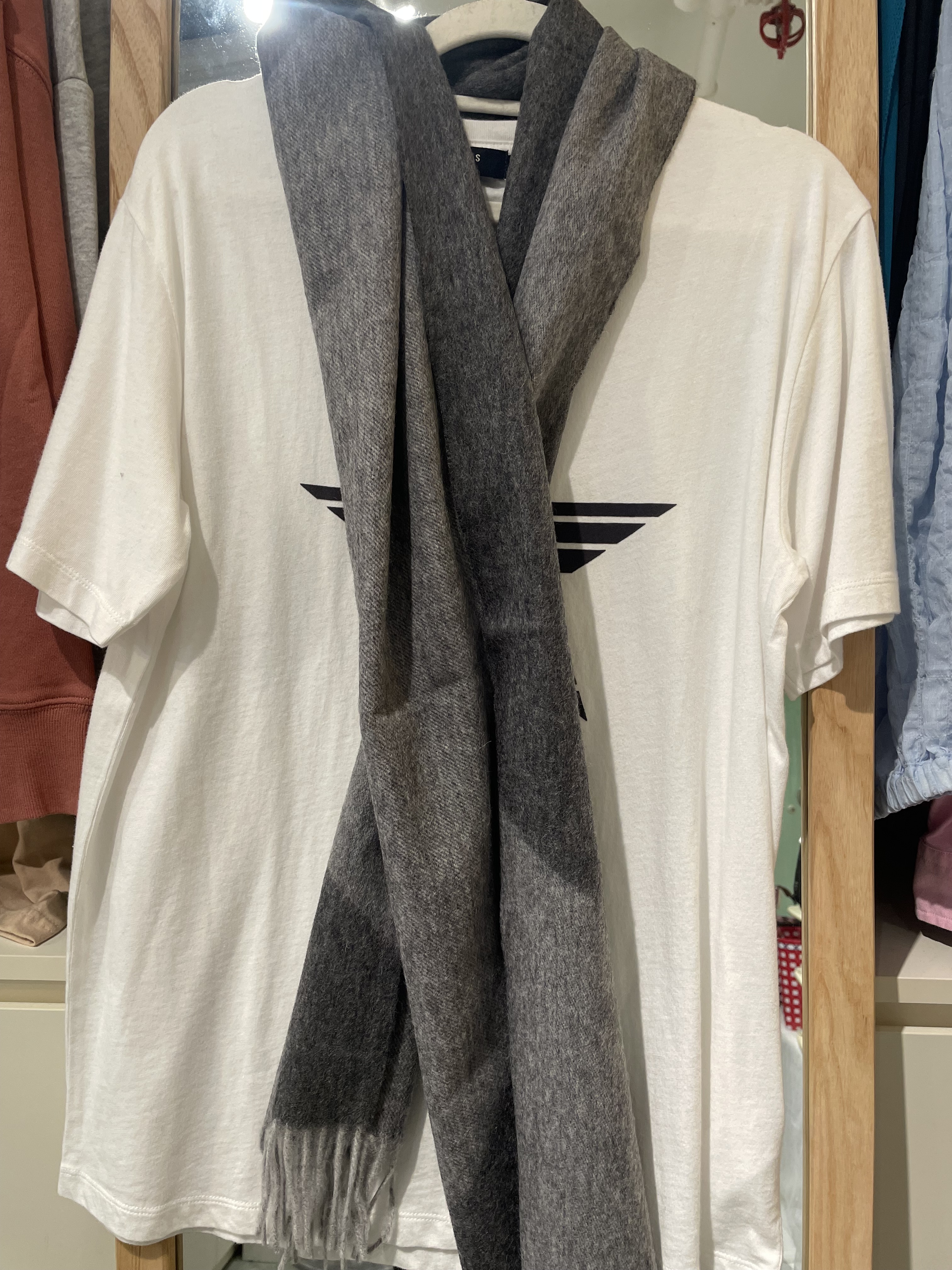 Lanvin 深淺灰拼色scarf ( 100%毛)