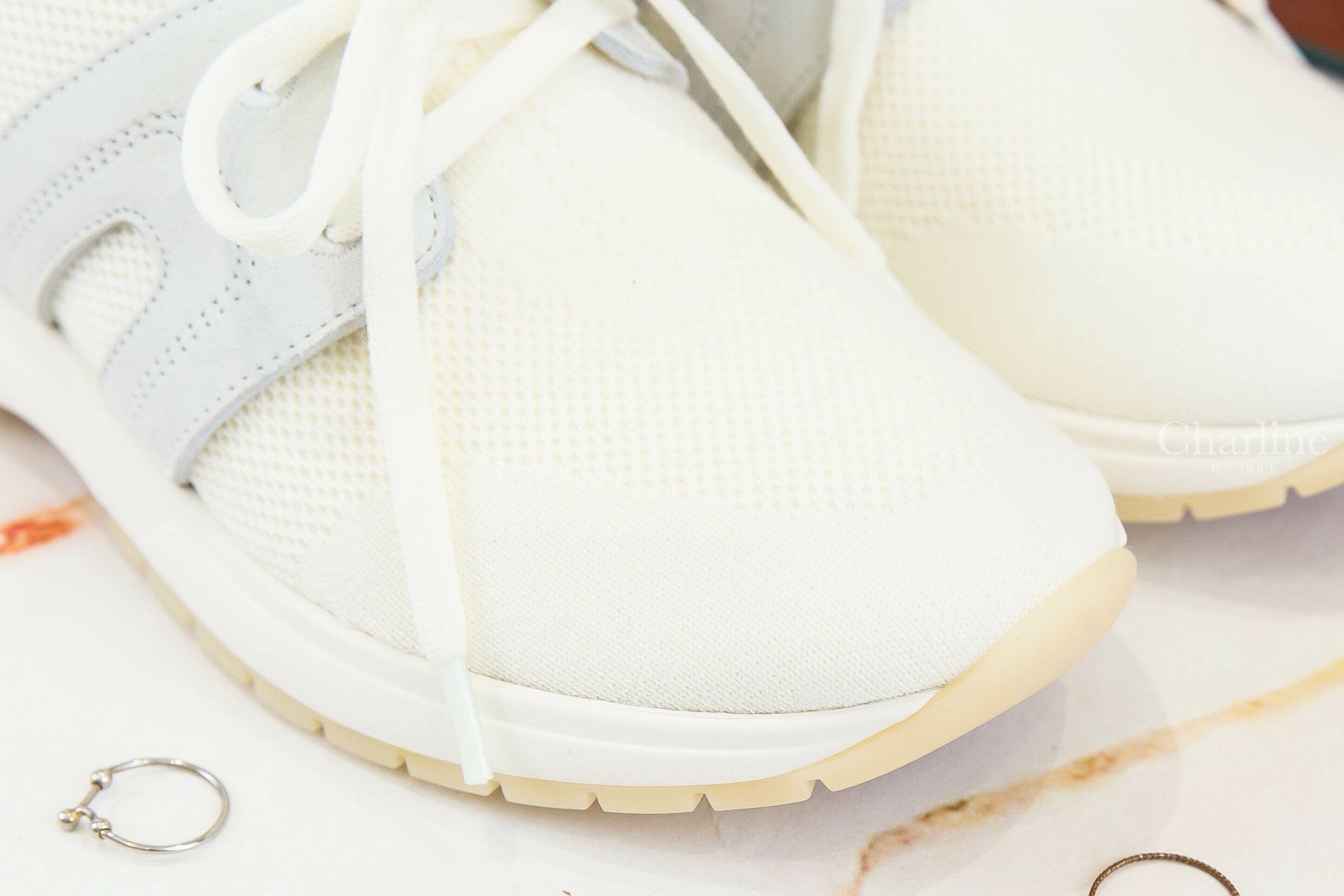 Loro Piana 360 LP Lady Flexy Walk Sneaker 白色針織羊毛拼麂皮運動鞋
