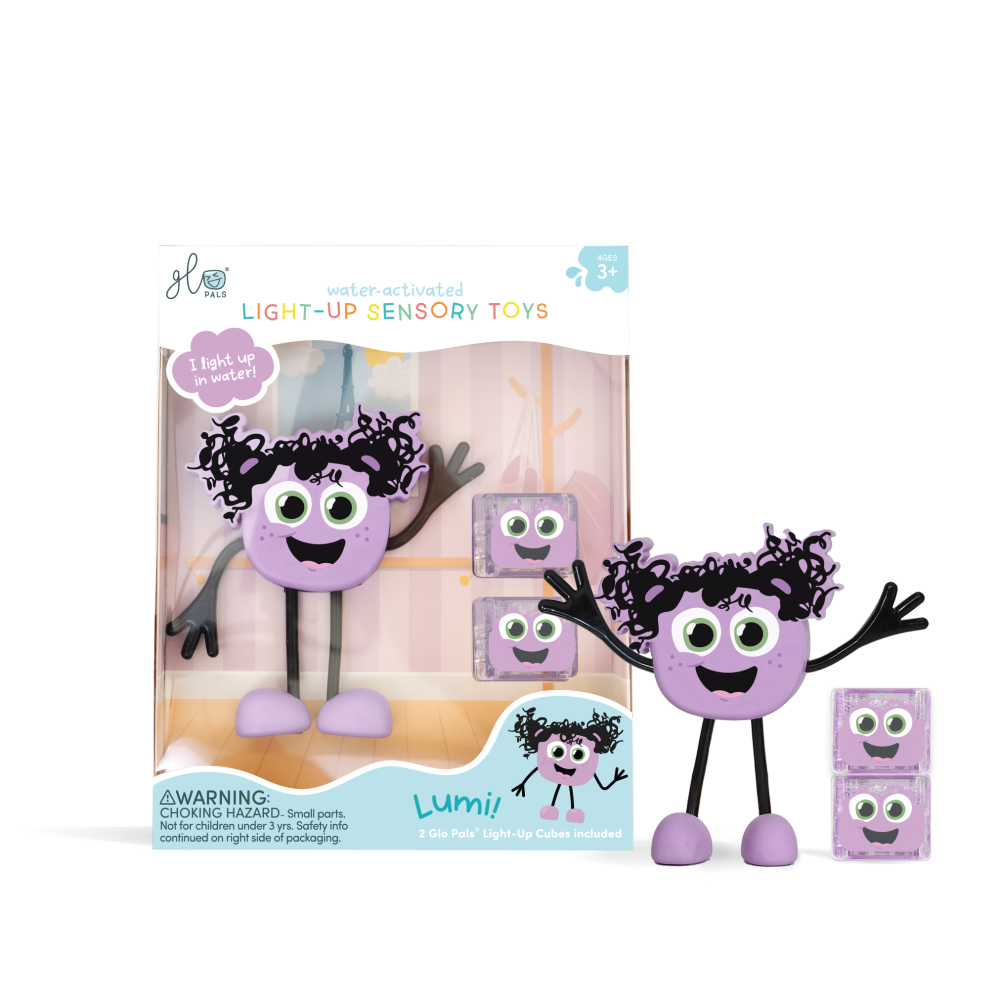 【Glo Pals】Bath Sensory Toy |Graceful Purple Glo Pal Buddy (Includes 2 Light-Up Cubes)