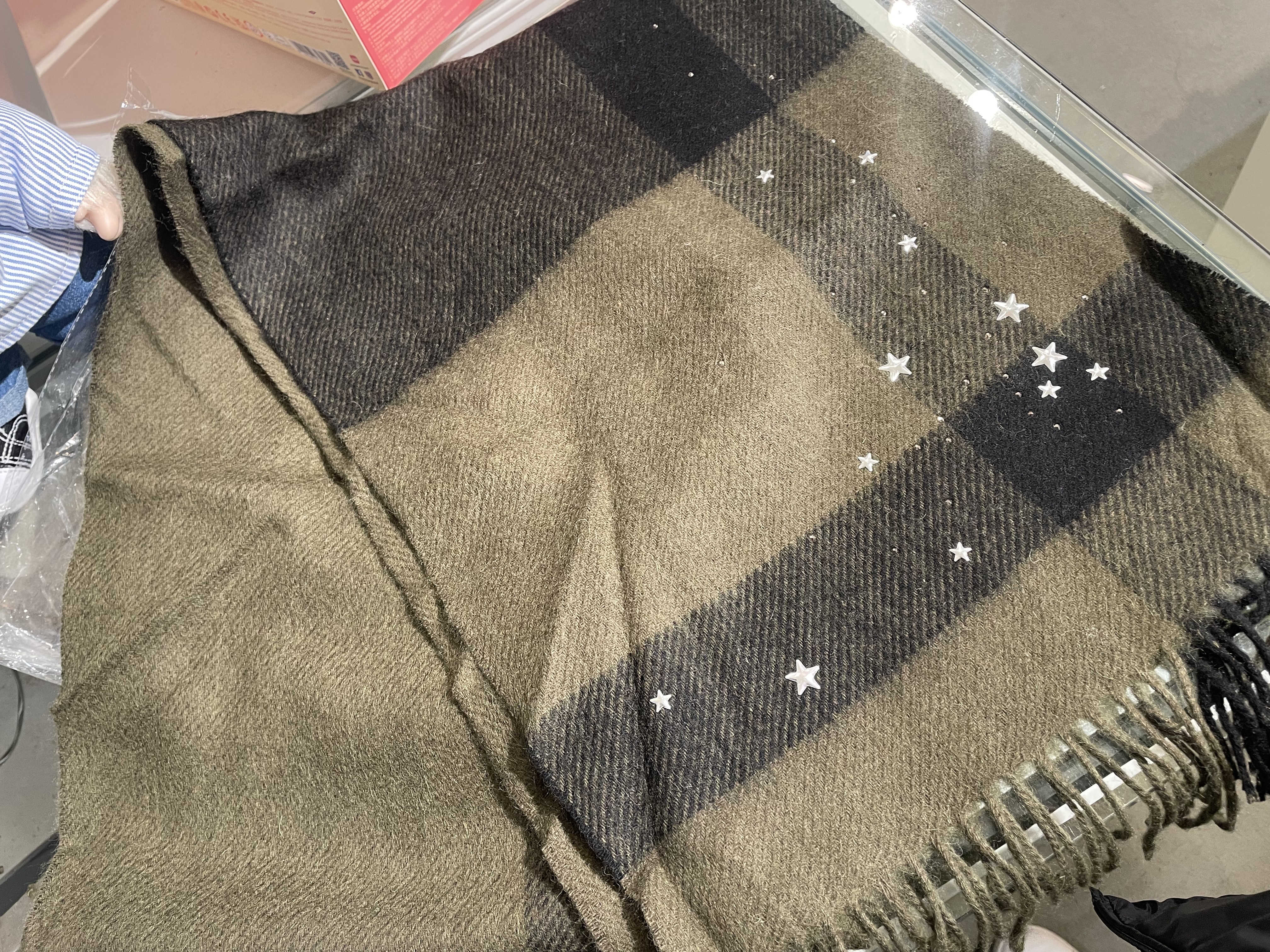 Lanvin 綠黑色格仔星星scarf