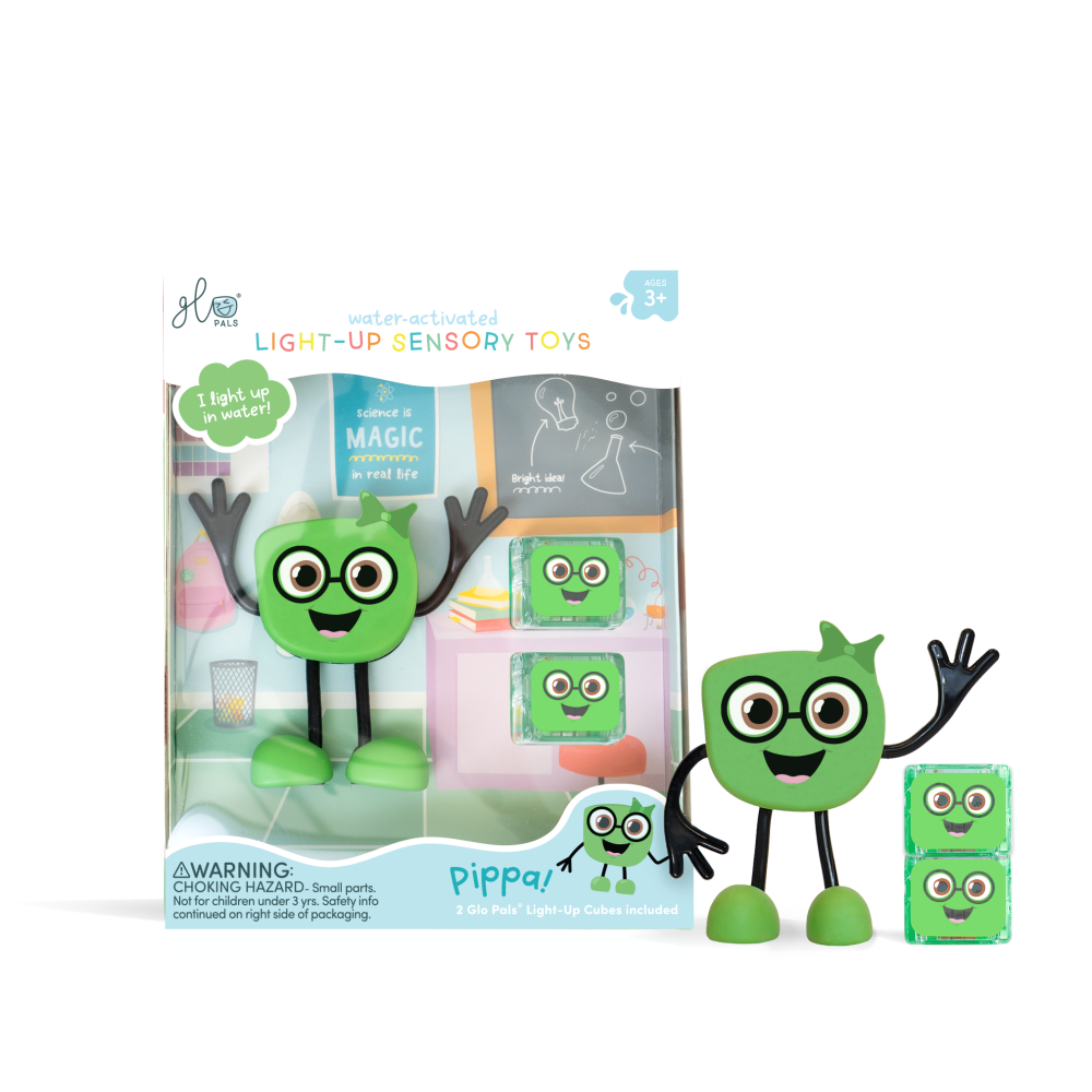 【Glo Pals】Bath Sensory Toy |Nature Green Glo Pal Buddy (Includes 2 Light-Up Cubes)