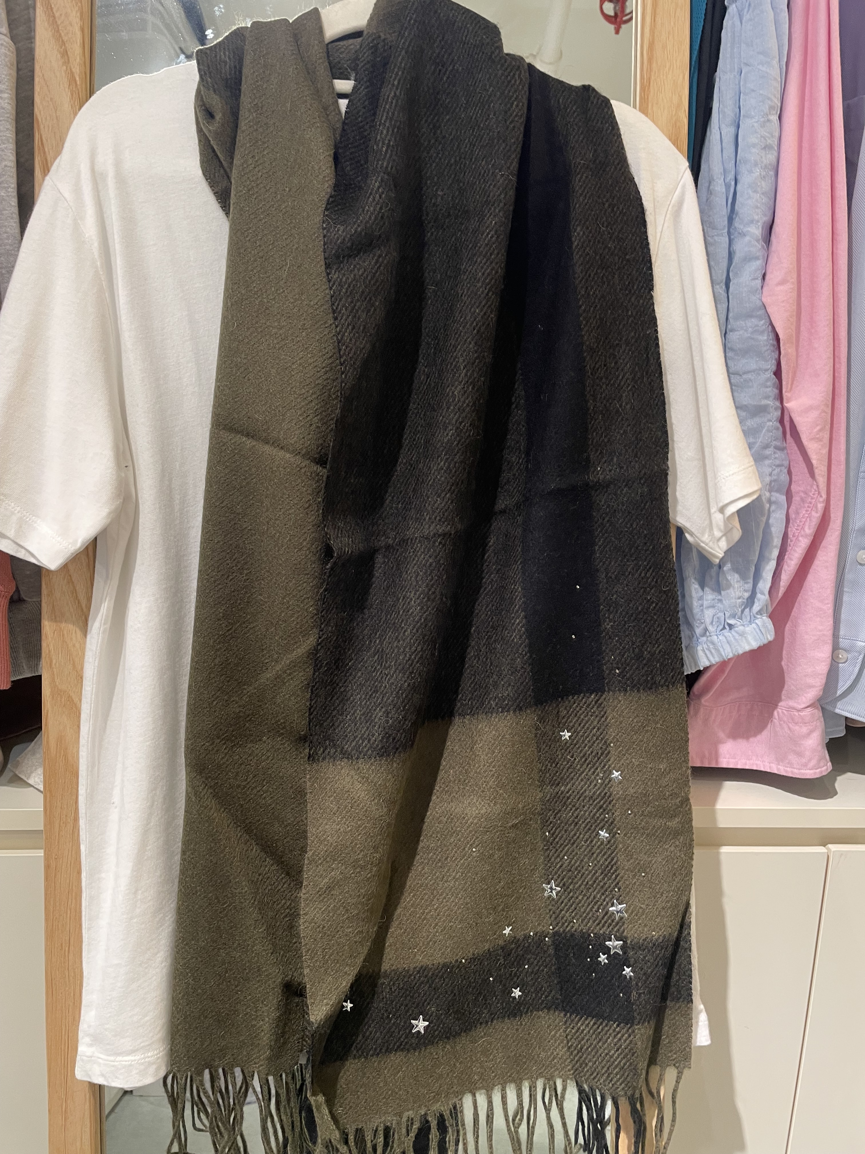 Lanvin 綠黑色格仔星星scarf