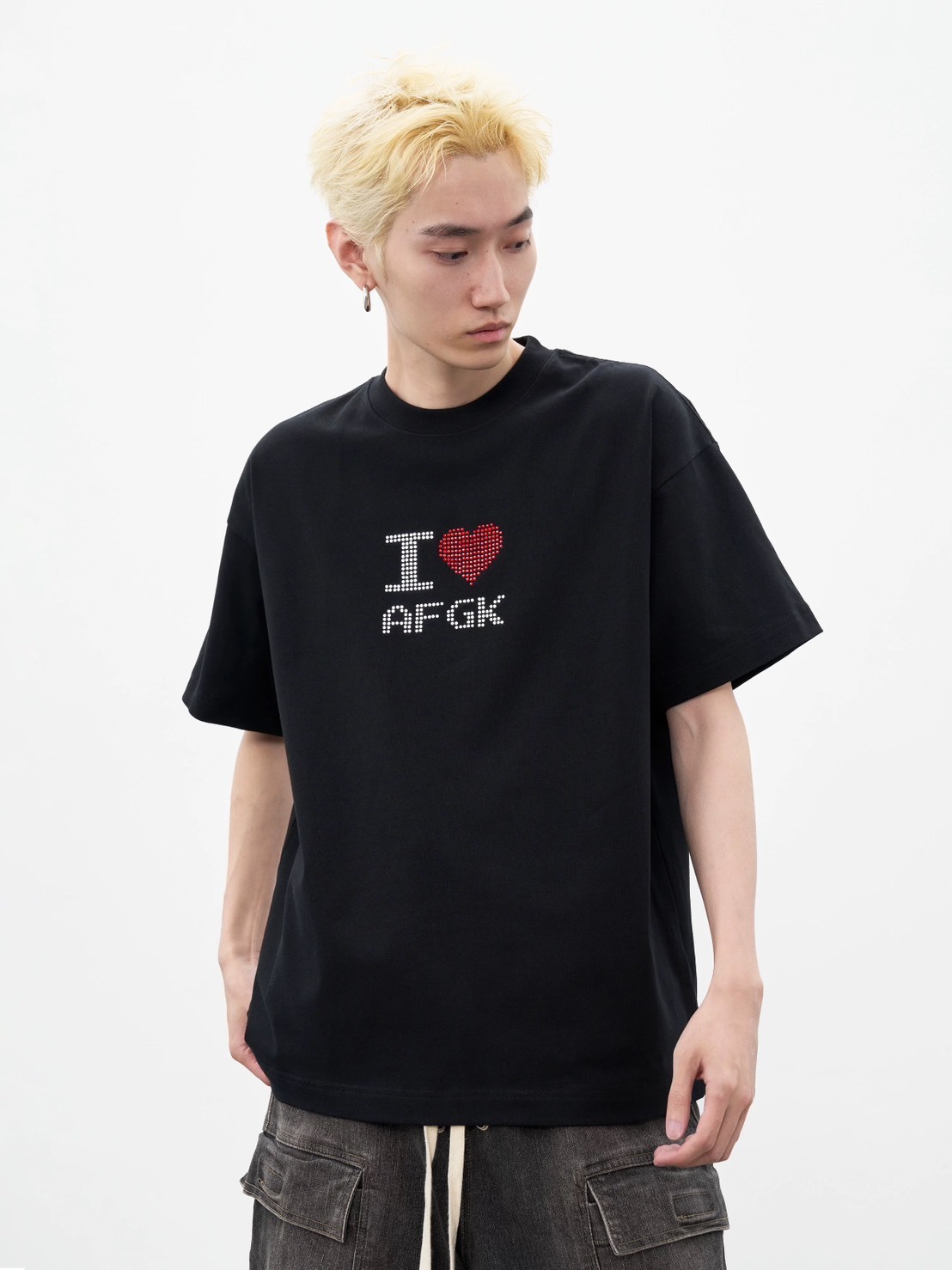 AFGK I LOVE AFGK愛心燙鑽短T A FEW GOOD KIDS