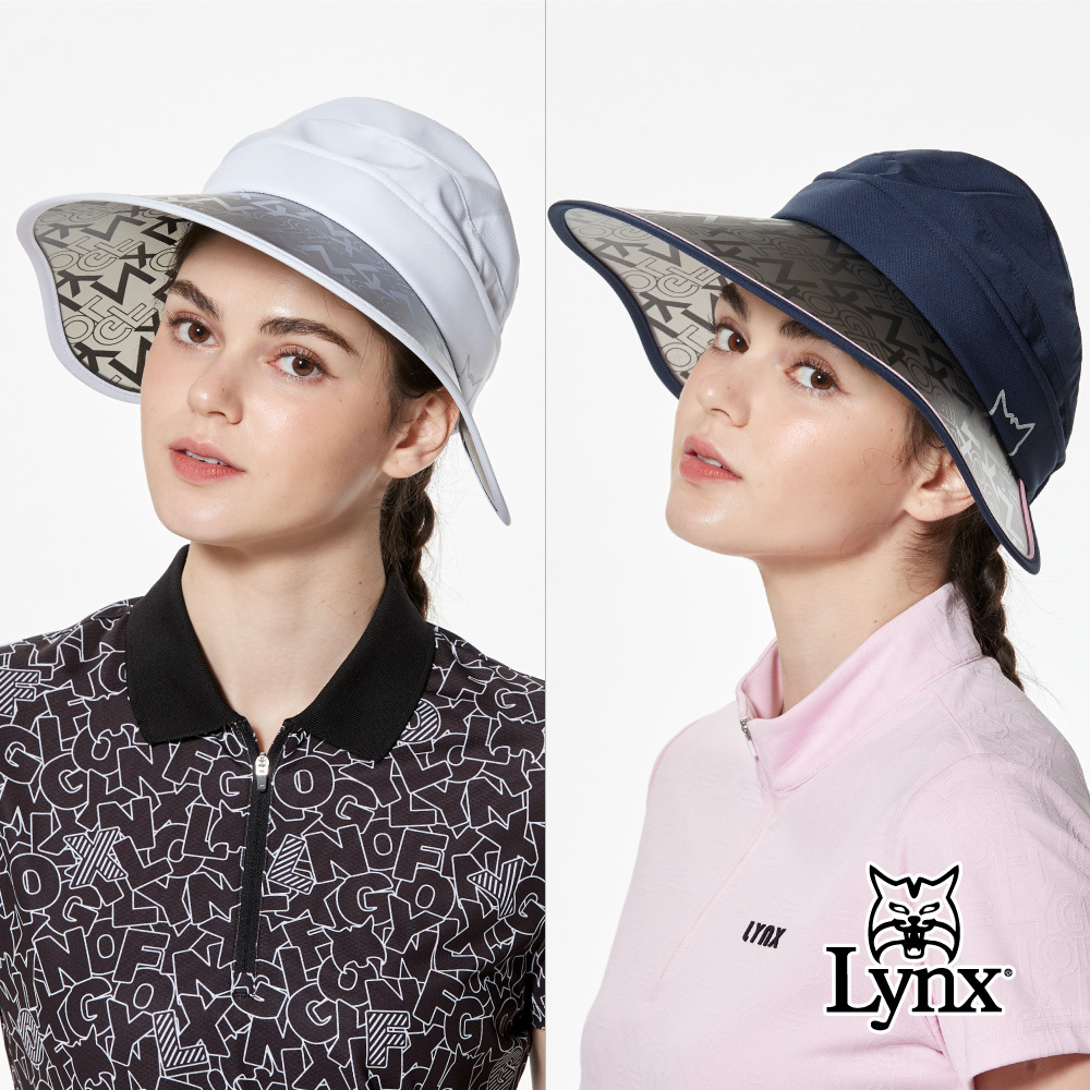 【Lynx Golf】女款遮陽抗UV貓頭圖樣品牌字樣帽眉可調大盤帽
