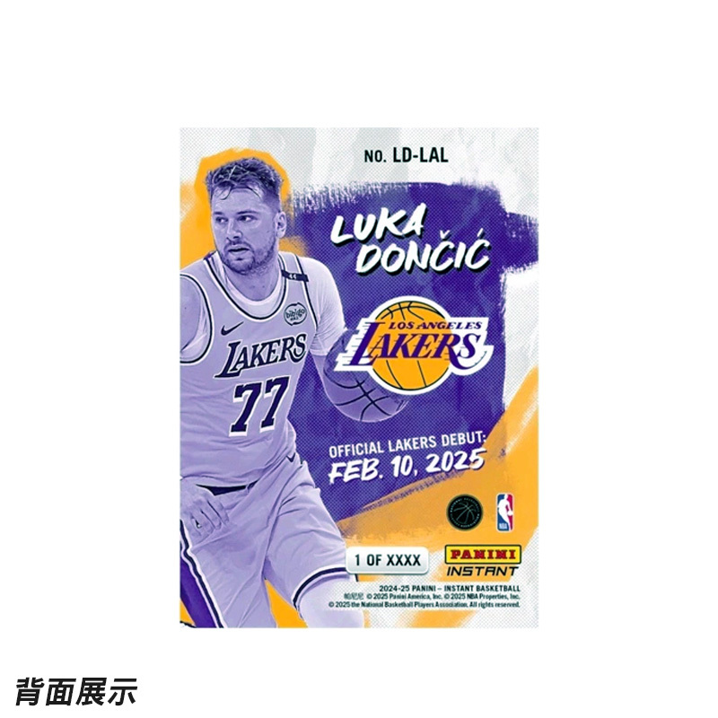 2024-2025 Luka Doncic Panini Instant LD-LAL Lakers Debut 盧卡·唐西奇 湖人隊首秀紀念卡【原廠卡套】球員卡 單一張入 PANINI-01 [現貨商品]