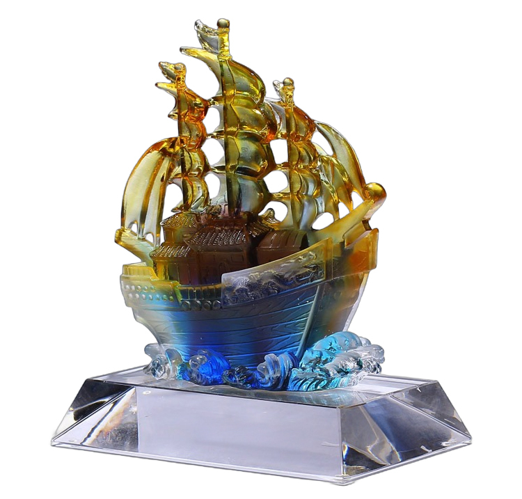 鹿港窯禮品館｜一帆風順琉璃擺件，寓意順利成功，開業升遷吉祥禮品首選