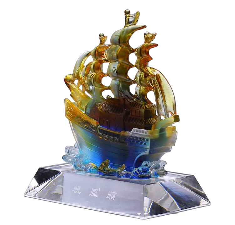 鹿港窯禮品館｜一帆風順琉璃擺件，寓意順利成功，開業升遷吉祥禮品首選
