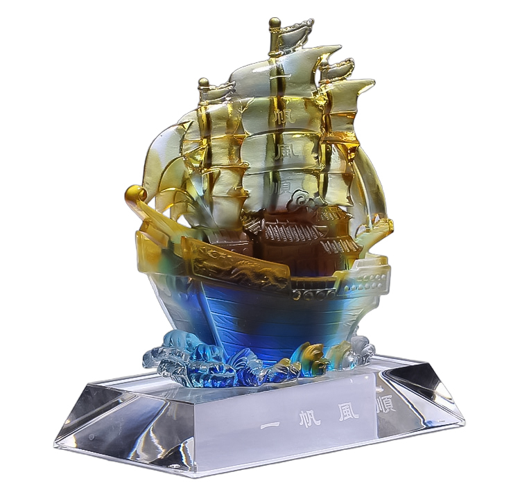 鹿港窯禮品館｜一帆風順琉璃擺件，寓意順利成功，開業升遷吉祥禮品首選