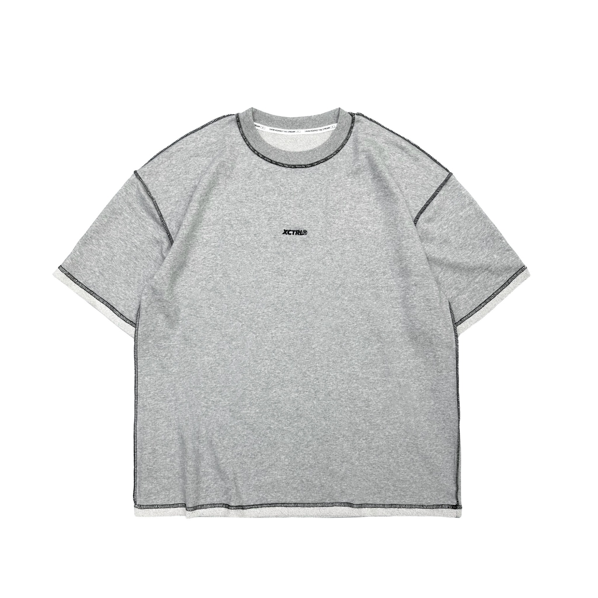XCTRL 翻摺袖寬版短T-灰