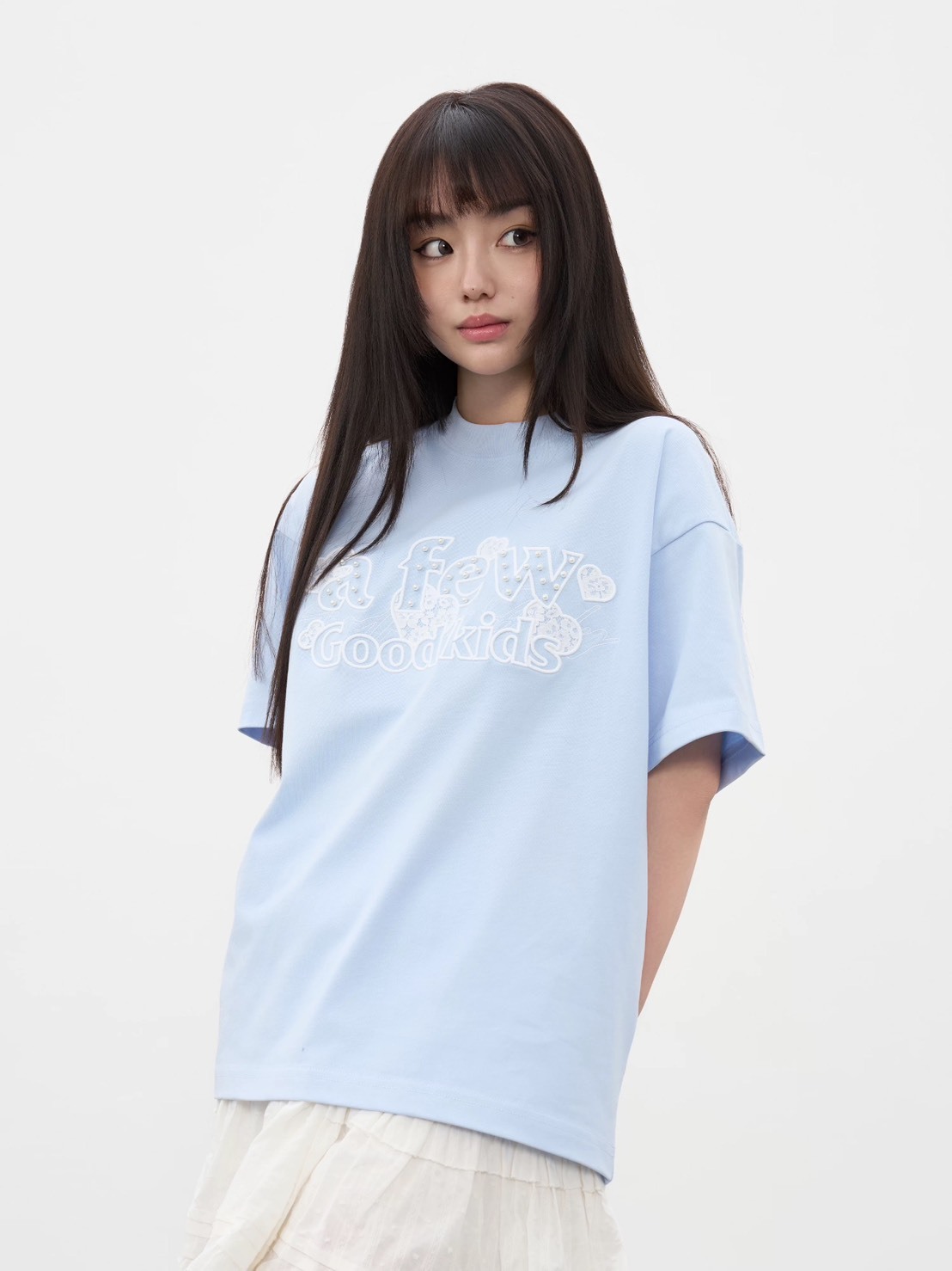 AFGK 歐若風蕾絲貼布繡珍珠短T A FEW GOOD KIDS