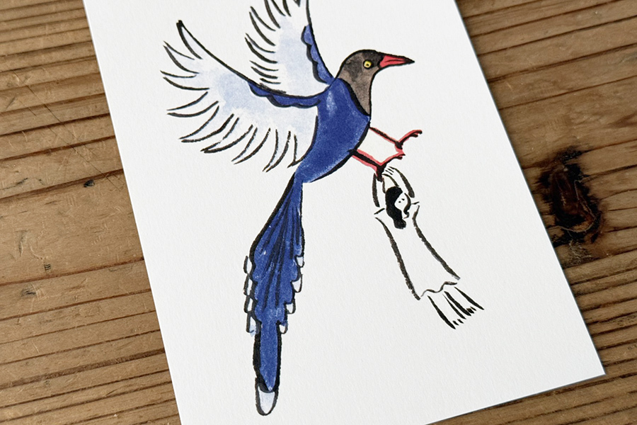 +t企劃x鬼頭祈-明信片 Animals in Taiwan 臺灣藍鵲