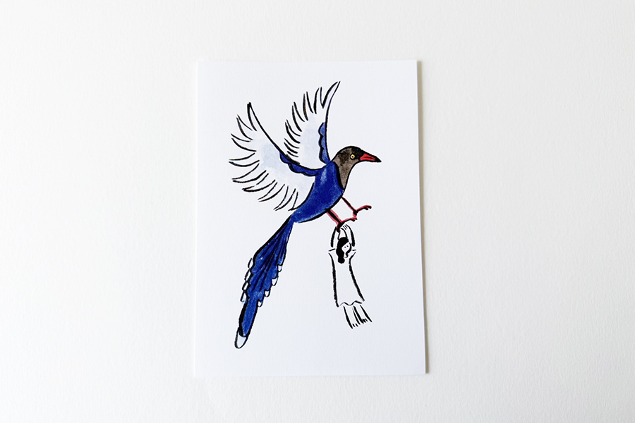 +t企劃x鬼頭祈-明信片 Animals in Taiwan 臺灣藍鵲