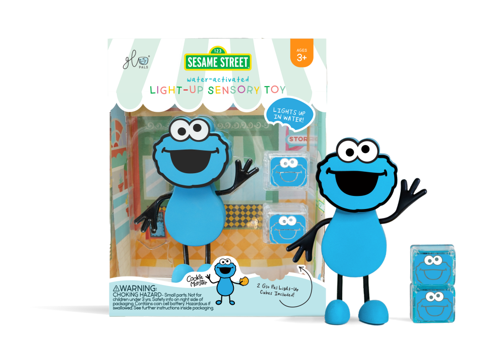 【Glo Pals】Sesame Street Cookie Monster | Sensory Toy  (Includes 2 Light-Up Cubes)