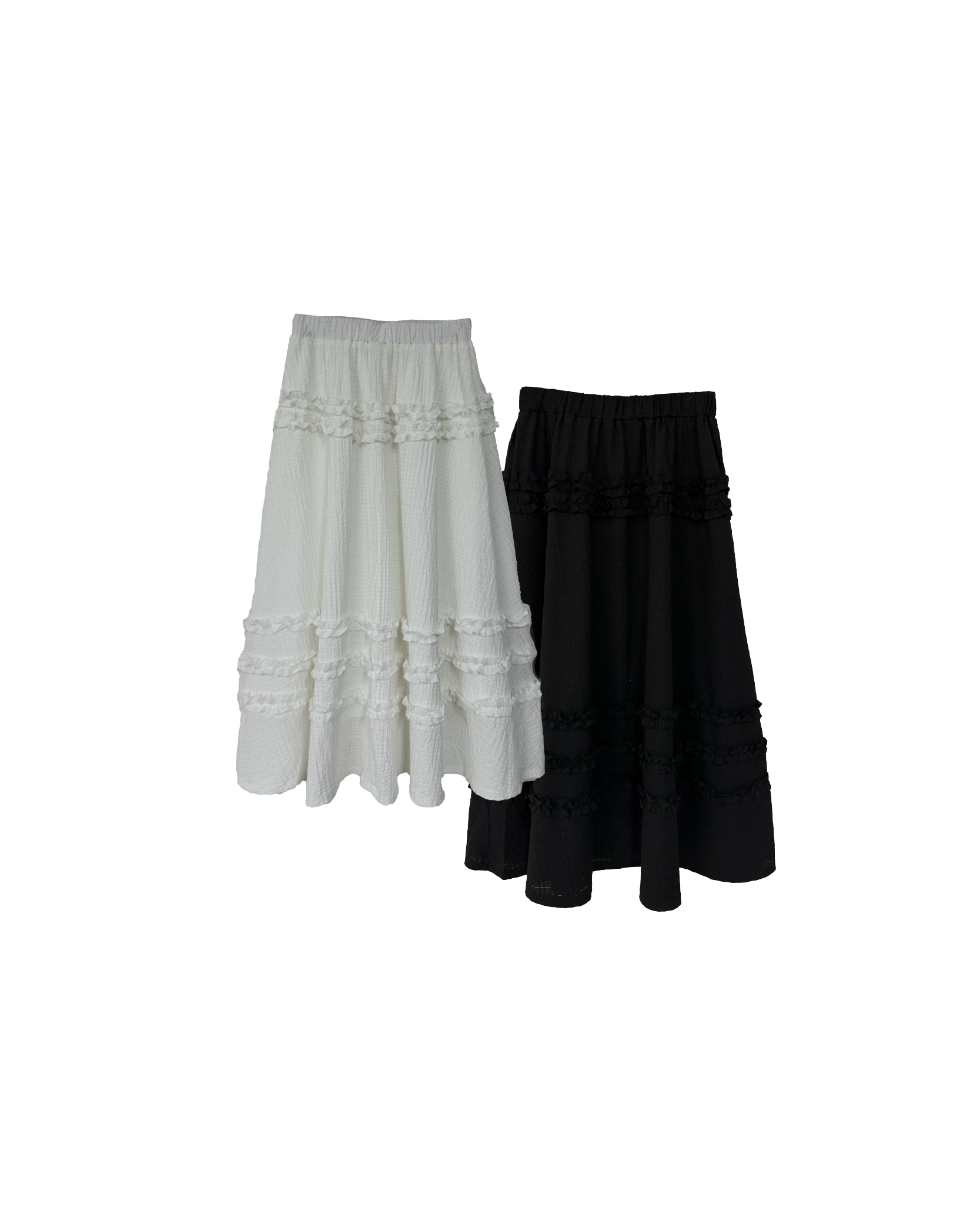 全橡筋ruffle暗紋半裙