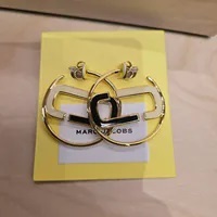 [S] MARC JACOBS BLACK MULTI/GOLD J210MT2RE22-988 ENAMEL HOOP EARRINGS, 196611025171 (SMJ476)