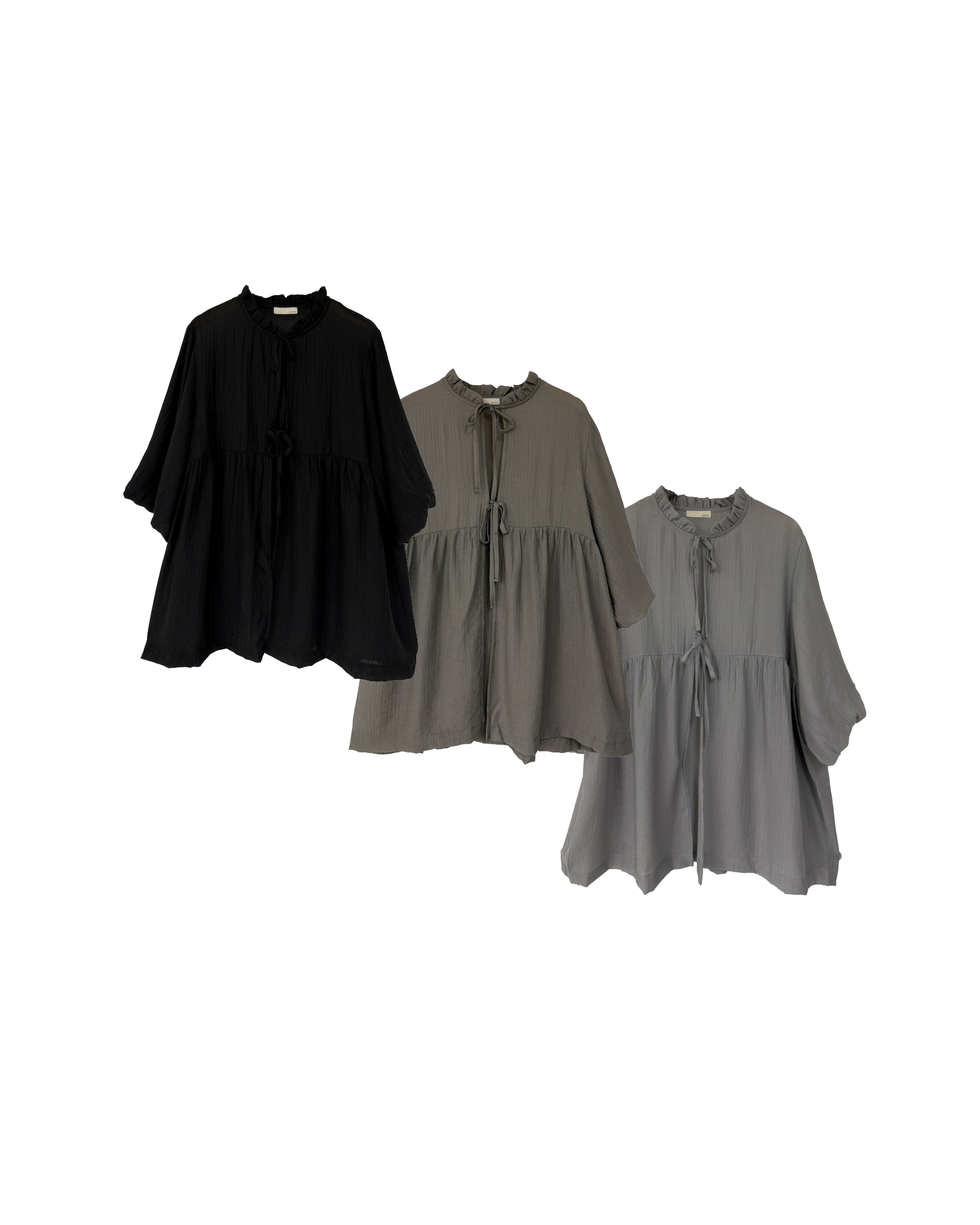 Ruffle領綁結泡袖外搭