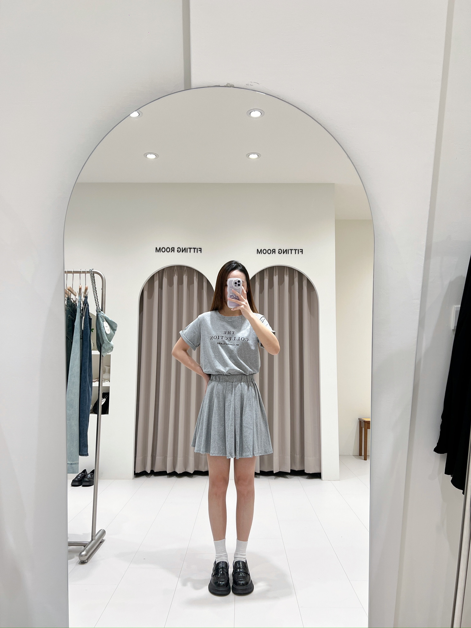 英文T百褶裙套裝