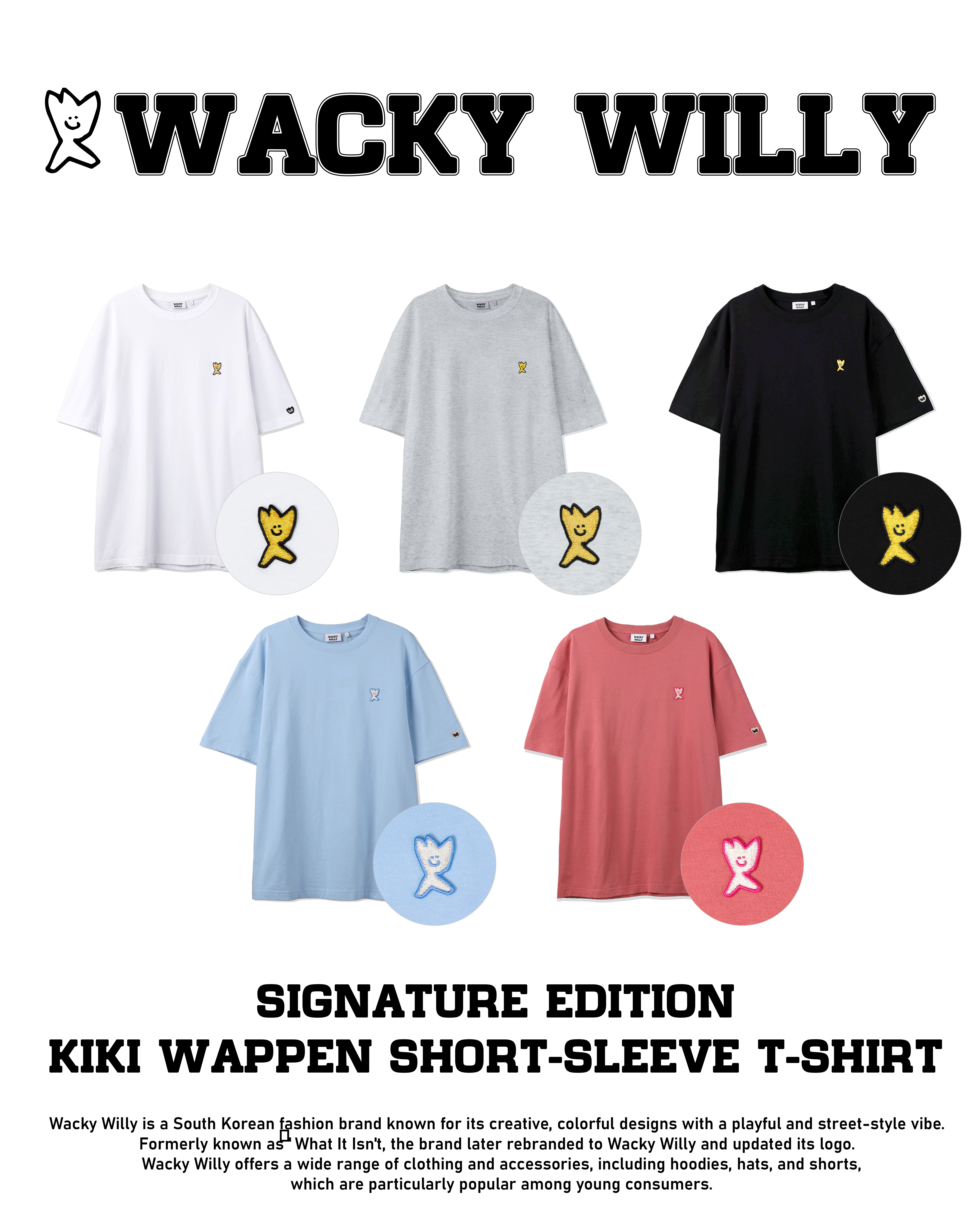 #韓國連線預購 Wacky willy 小飛人  25SS 基本款 胸前小刺繡短踢 五色