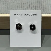 [S] MARC JACOBS SILVER/CRYSTAL 4S5JER00IJ02-059 OCTAGON LOGO LETTERING STUD EARRINGS, 196611286367 (SMJ482)