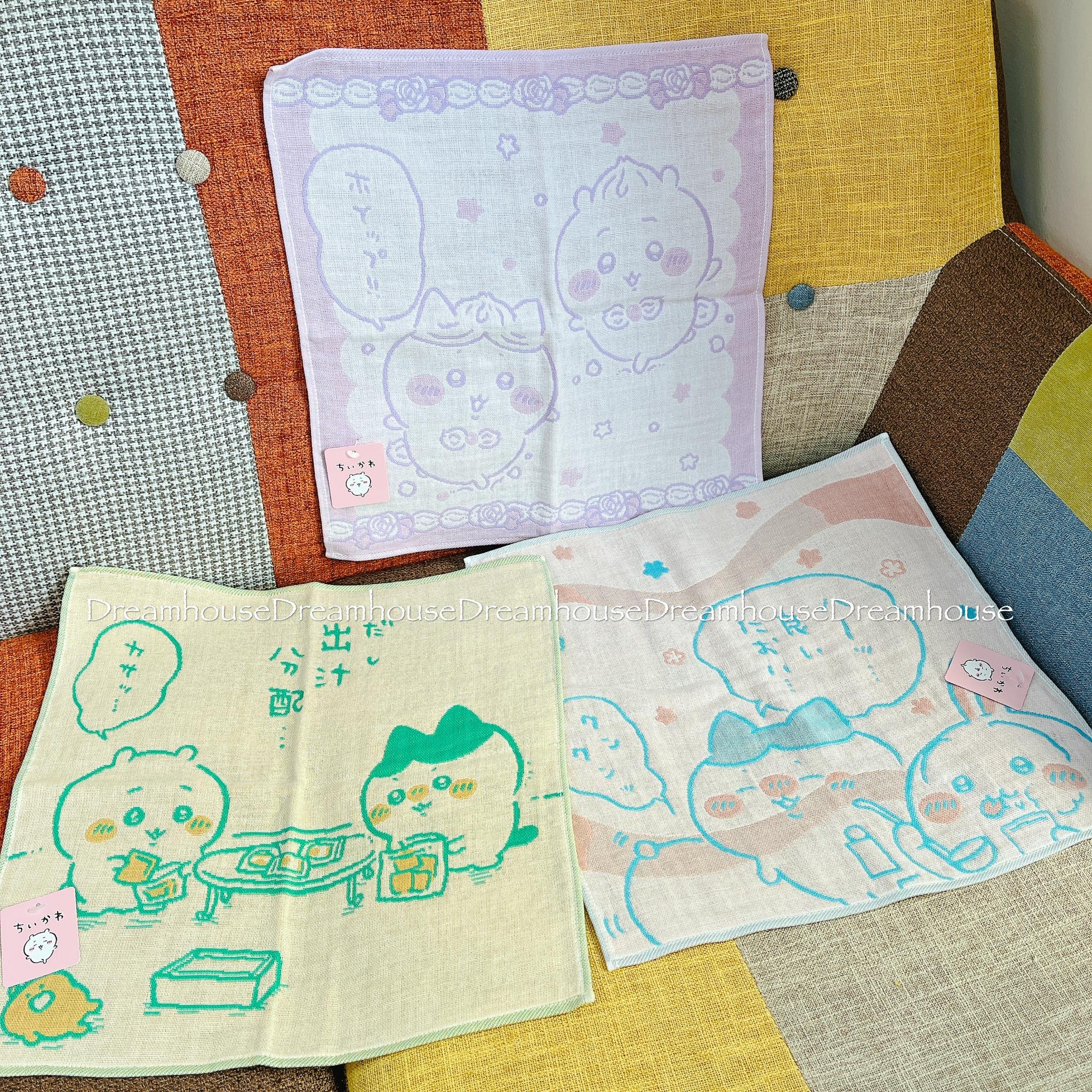 日本製 Chiikawa ちいかわ 吉伊卡哇 小八貓 烏薩奇 滿版人物 刺繡 棉質 吸水 方巾 小毛巾 毛巾