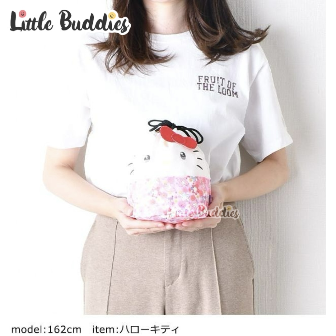 日本 Sanrio 和風大頭拼布束繩袋