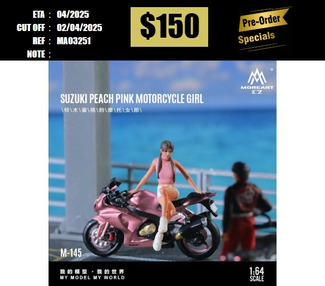 PO-$150 * MOREART * 1:64 FIGURE - SUZUKI PEACH PINK MOTORCYCLE DOLL(MO222144) [OD25/03]