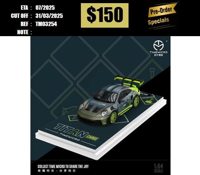 PO-$150 * TIME MICRO * 1:64 PORSCHE 992 GT3 RS BLUE-GREEN TITAN [OD20/03]