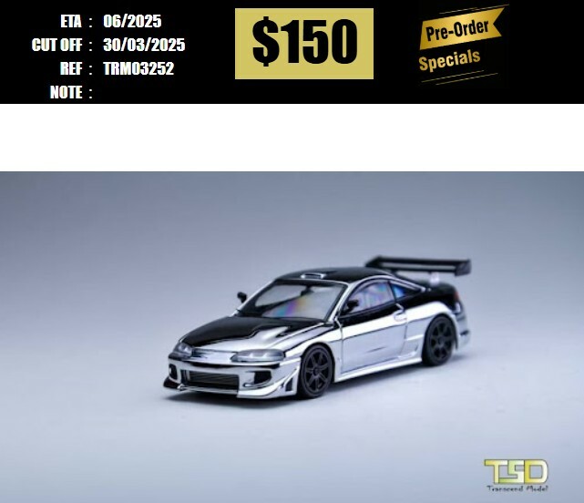 PO-$150 * TRANSCEND MODEL * 1:64 MITSUBISHI ECLIPSE CHROME SILVER [OD20/03]