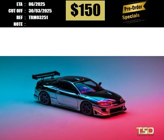 PO-$150 * TRANSCEND MODEL * 1:64 MITSUBISHI ECLIPSE CHOME GUN [OD20/03]