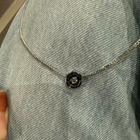 [S] MARC JACOBS SILVER/BLACK 4S5JNC001J32-047 LOGO LETTERING WITH STONE PENDANT NECKLACE, 196611286879 (SMJ486)