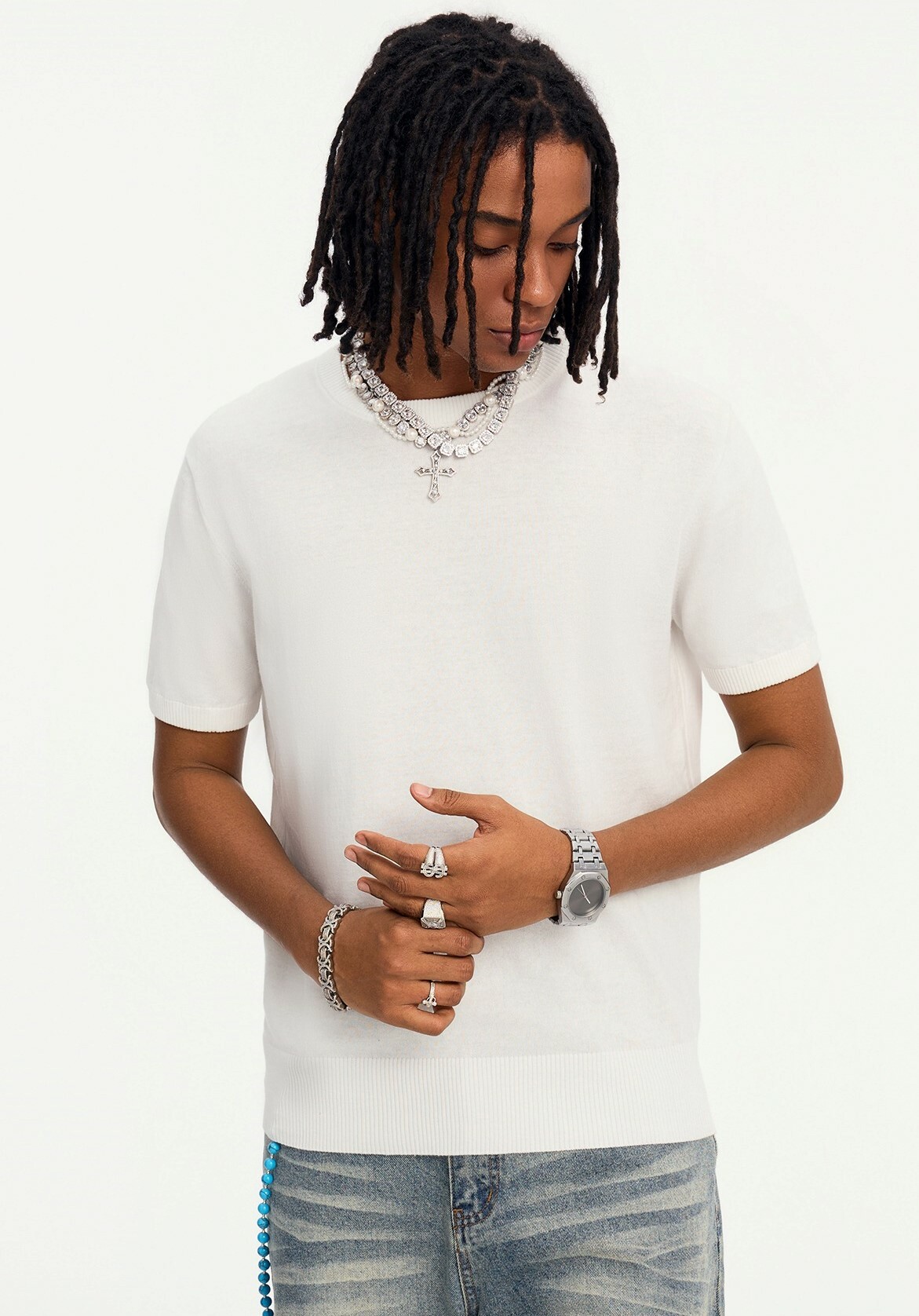 STK SmallTownKid 老錢風 針織圓領 復古短袖 T恤