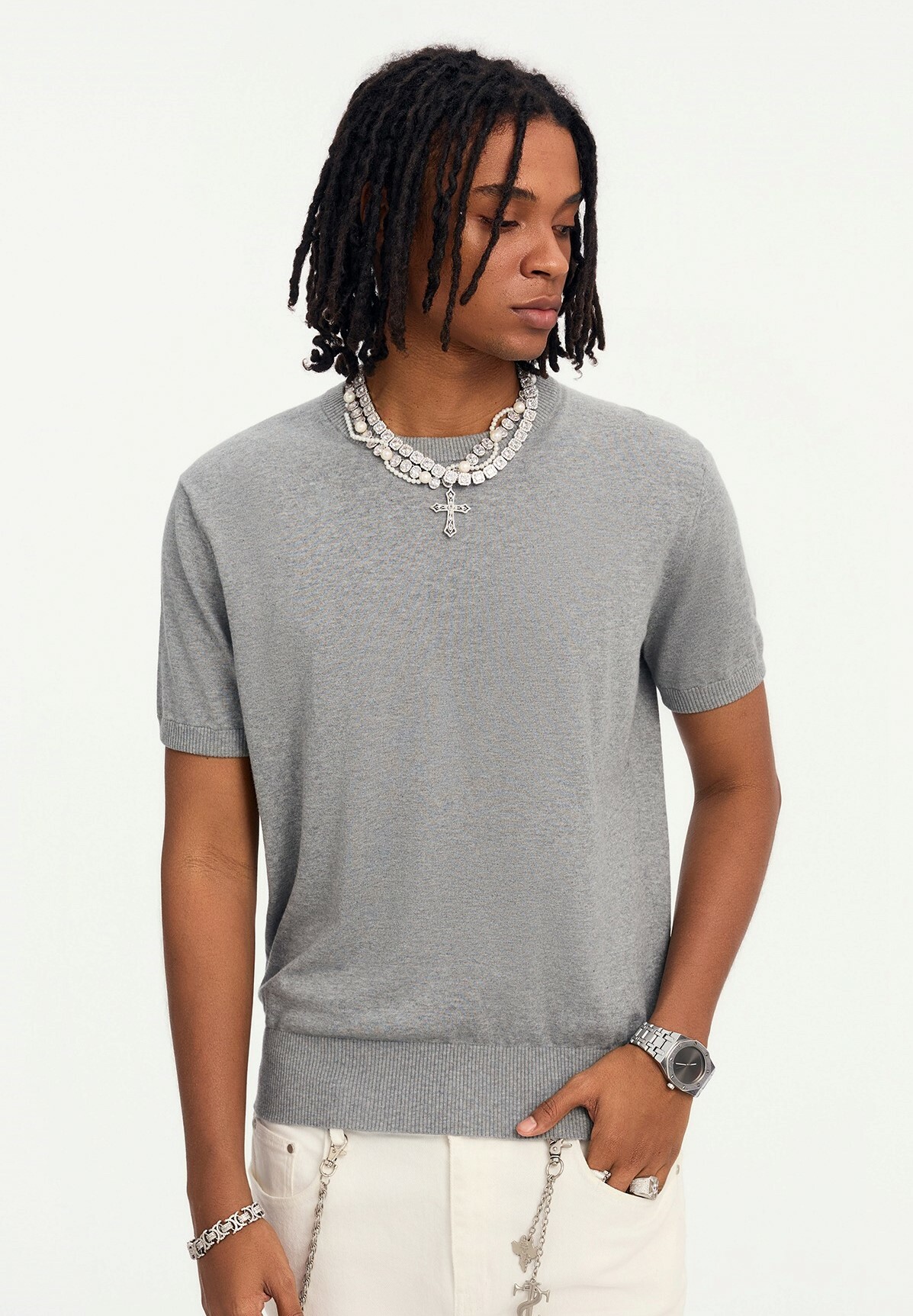 STK SmallTownKid 老錢風 針織圓領 復古短袖 T恤