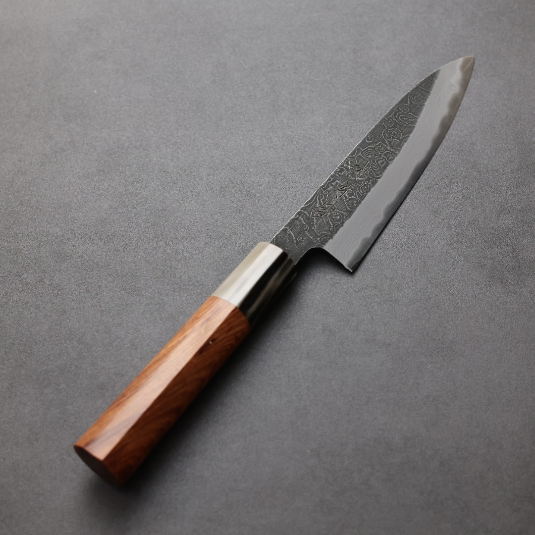 日野浦刃物 味方屋 蔬果刀 135mm 白紙鋼 黑打鍛地墨流