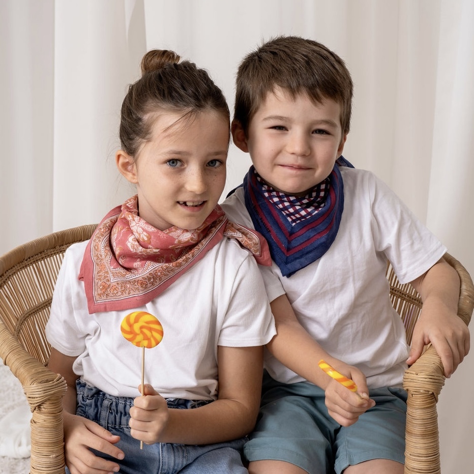 泰拉格紋-迷霧藍榴紅雙色 | 領巾