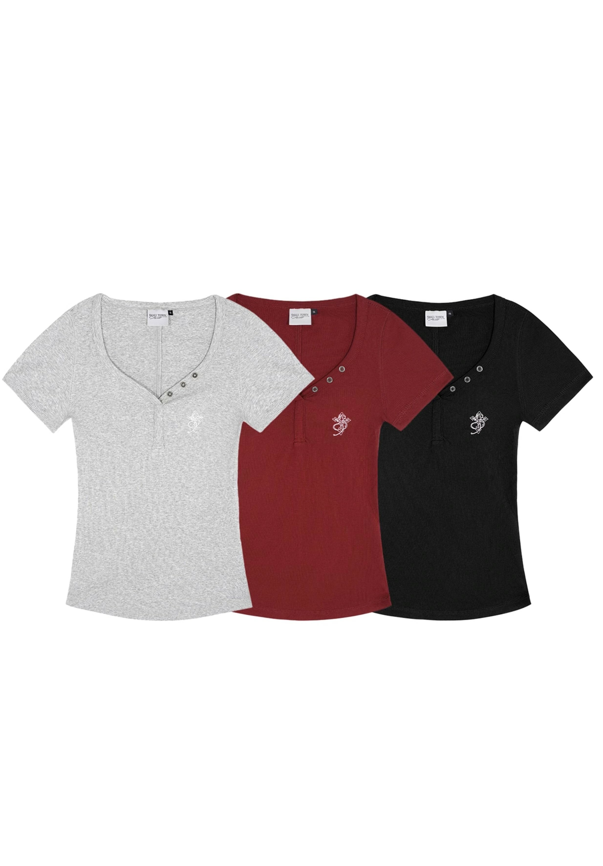 STK SmallTownKid 復古V領 辣妹短袖 T恤