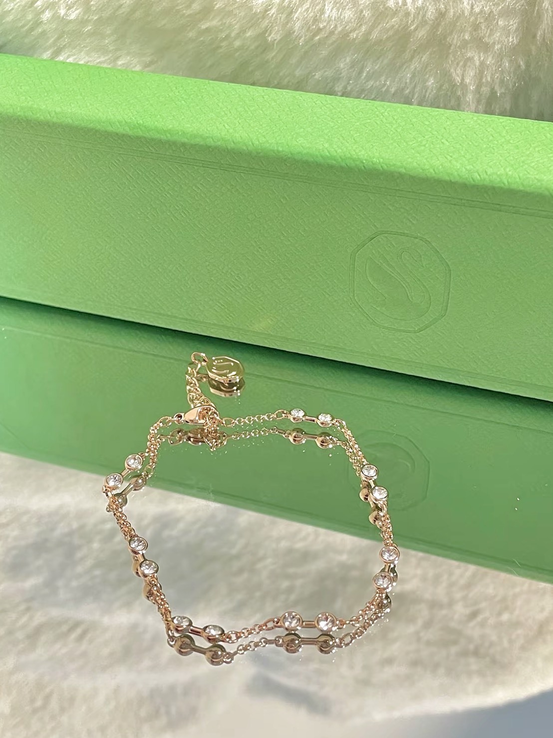 𝐒𝐖𝐀𝐑𝐎𝐕𝐒𝐊𝐈 施華洛世奇 圓形切割 玫瑰金 銀色 手鍊