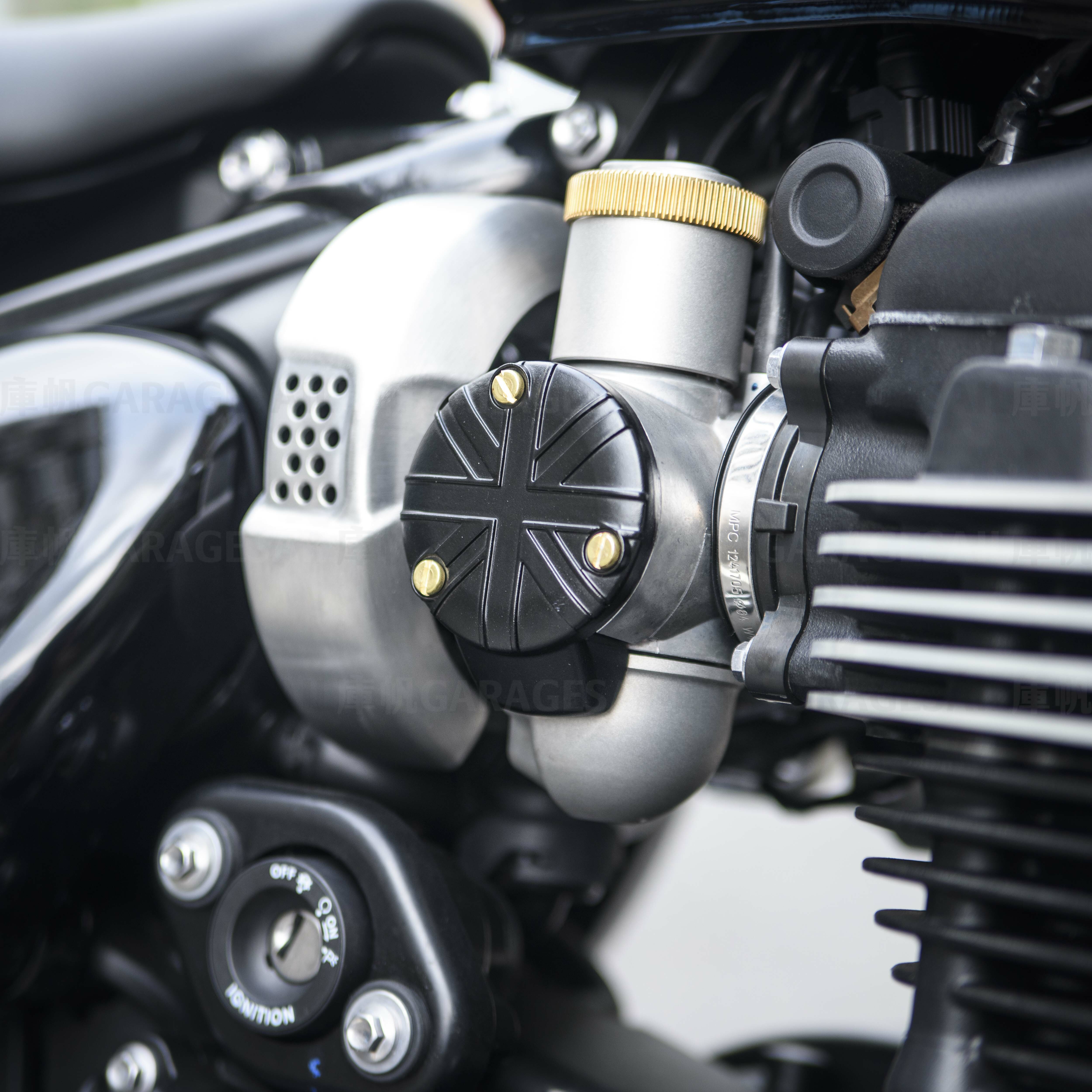 Motone TPS Carb/Throttle Body Cover - Pair - Union Jack - Black