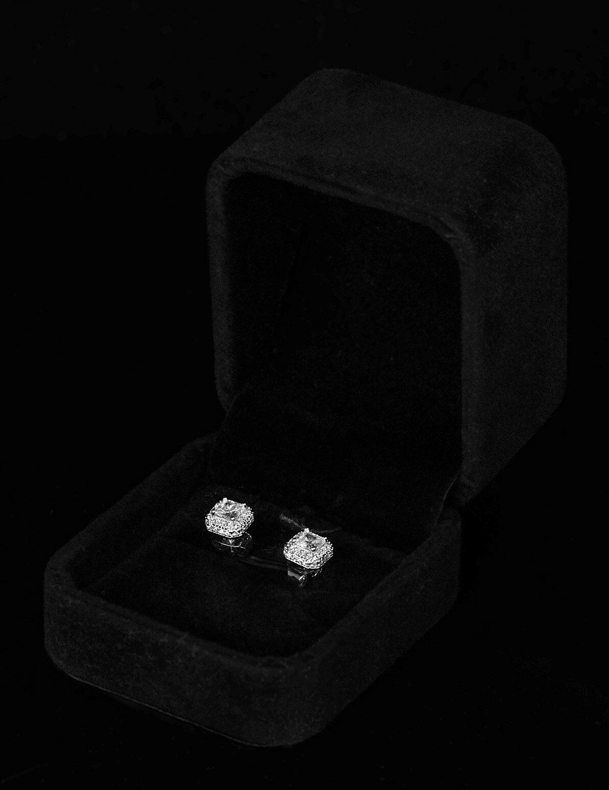 STK SmallTownKid 滿鑽鋯石 925銀 方糖耳釘 耳環