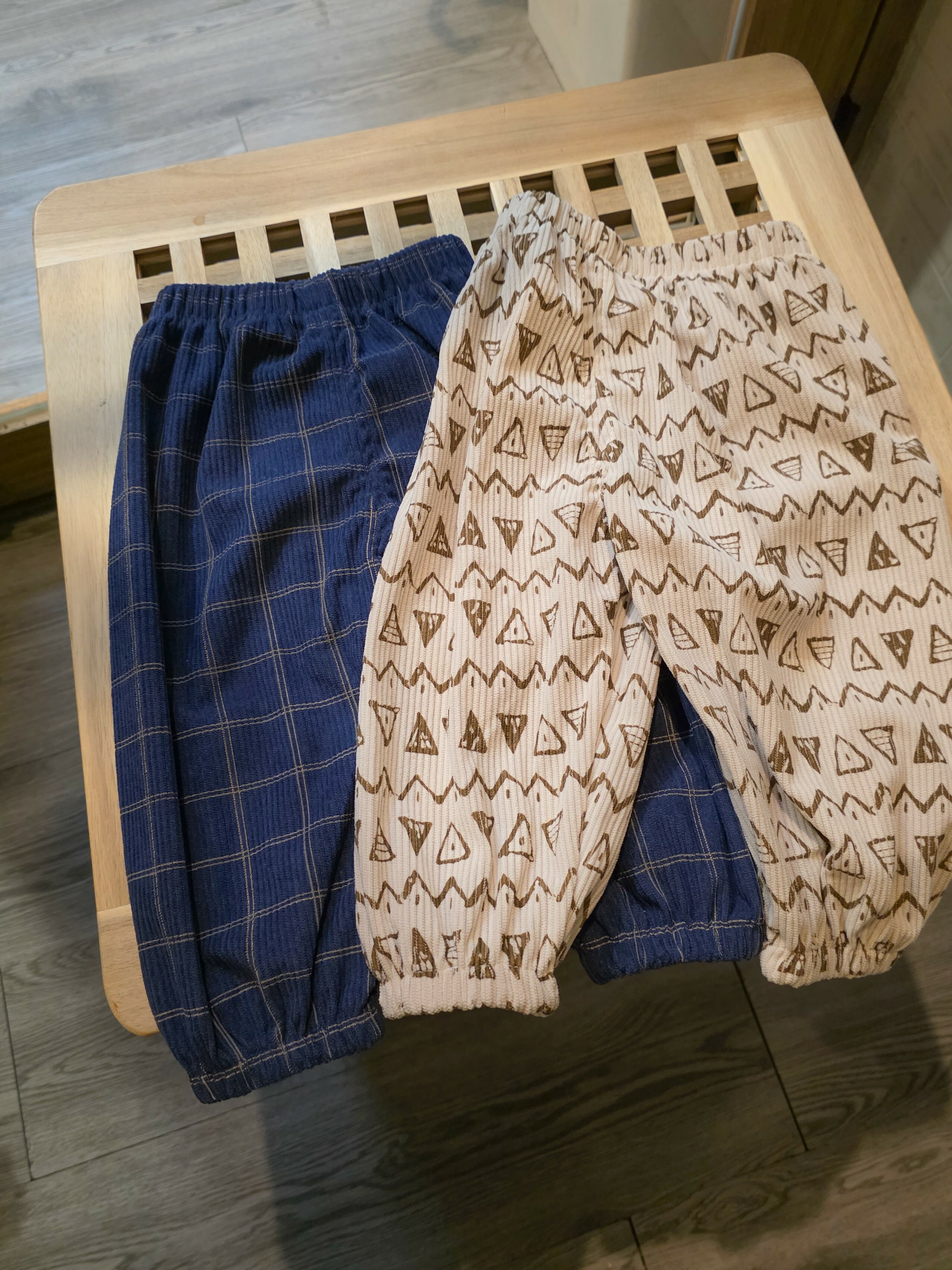 幾何三角 燈心絨長褲