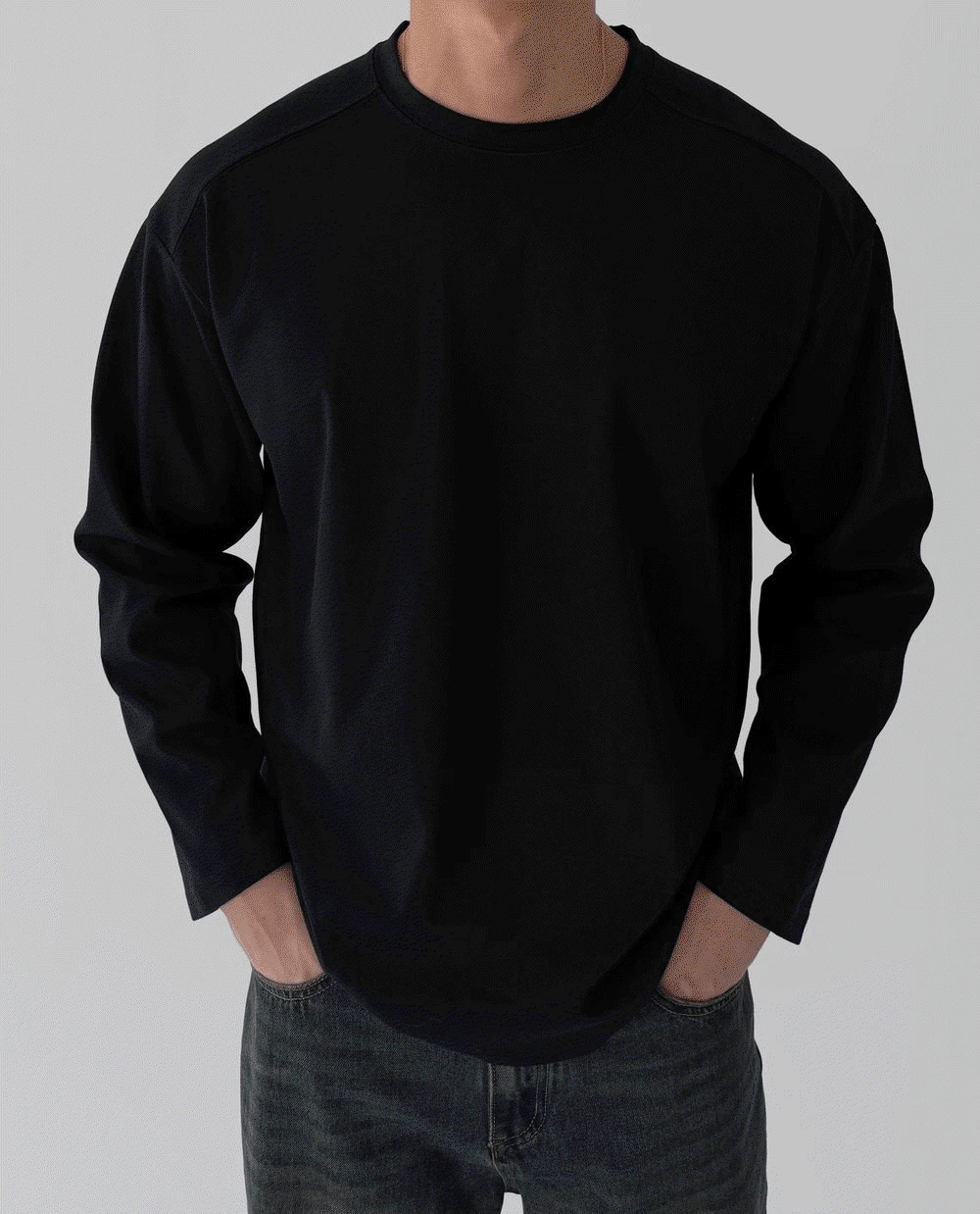 拼接高密度長袖百搭素T