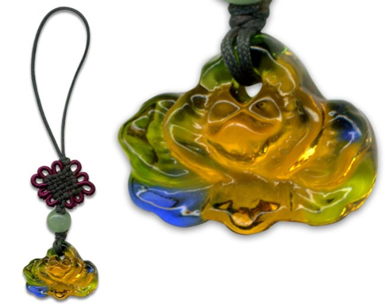 鹿港窯水晶琉璃｜牡丹小吊飾 富貴雍容福運綿延開運納福