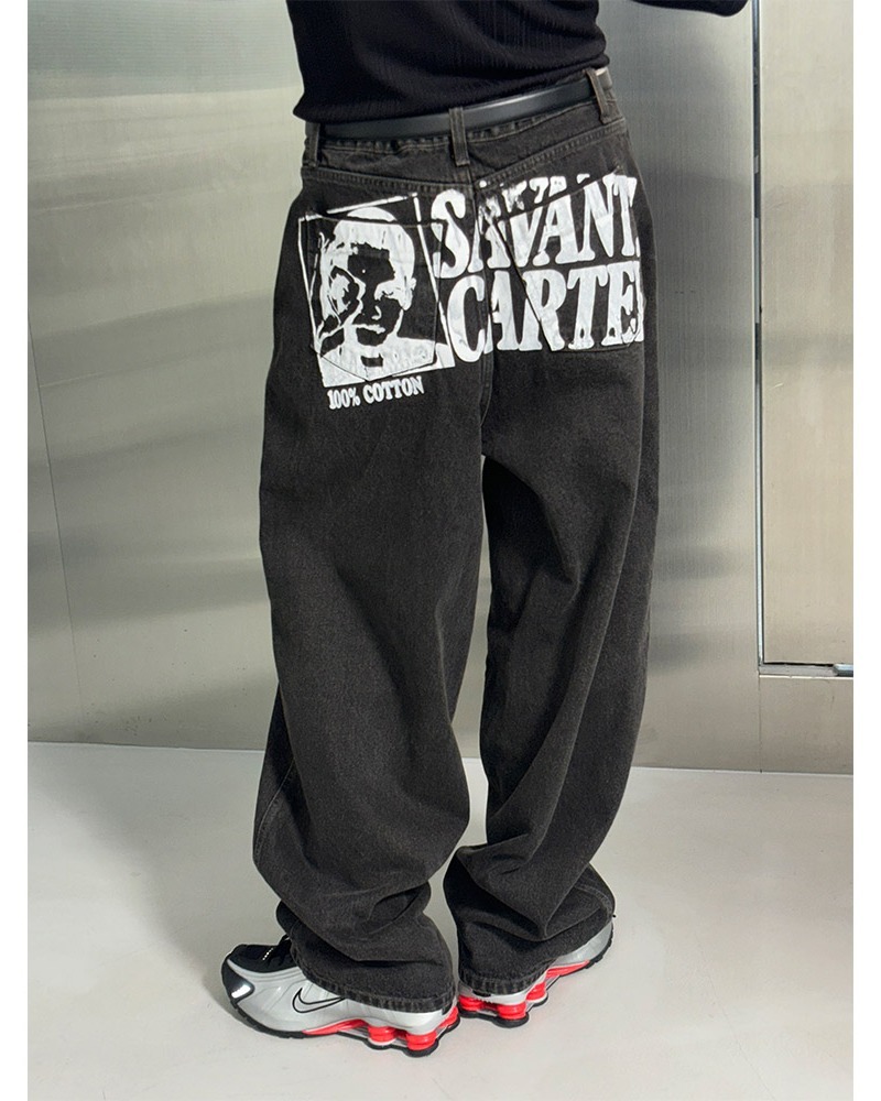 圖案印花牛仔褲