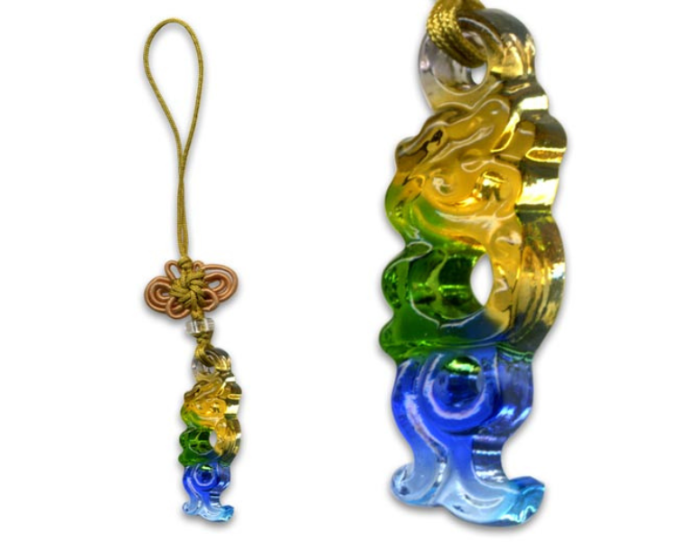 鹿港窯水晶琉璃|飛龍小吊飾 龍騰四海祥瑞臨門開運納福