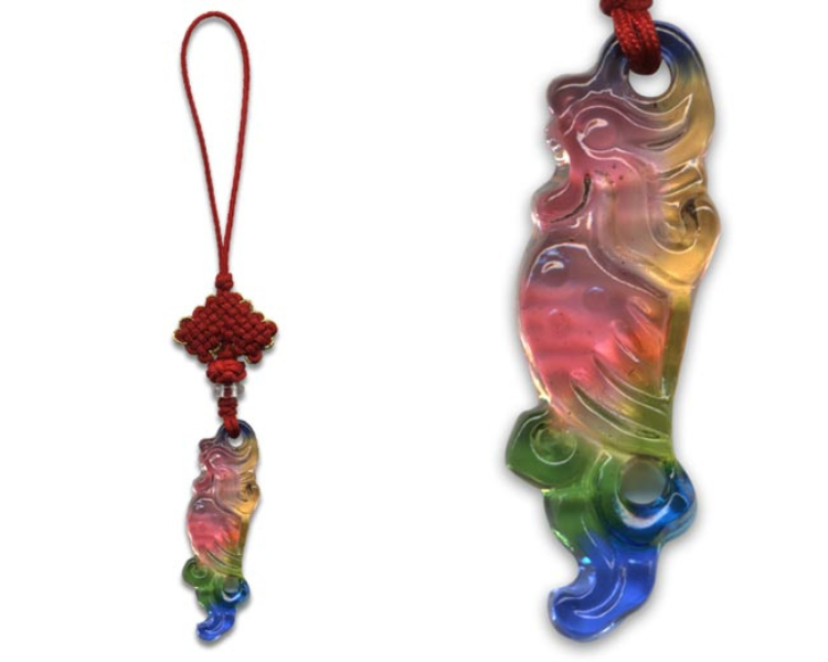 鹿港窯水晶琉璃｜飛鳳小吊飾 鳳舞九天富貴榮耀隨身相伴